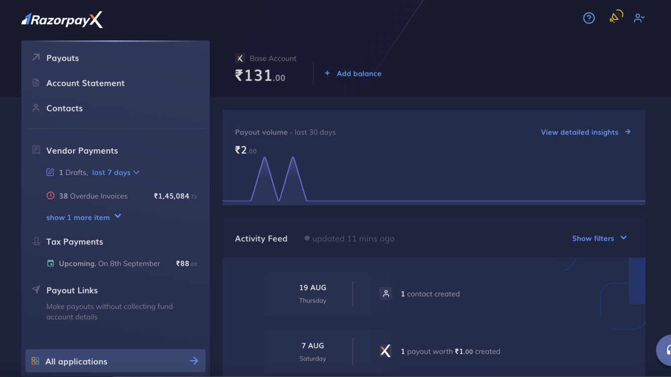 RazorpayX current account